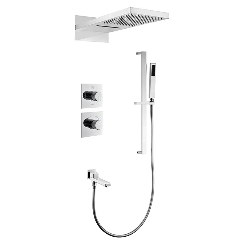 Concealed all-copper gun gray Flying rain waterfall hot and cold water hotel household wall shower set