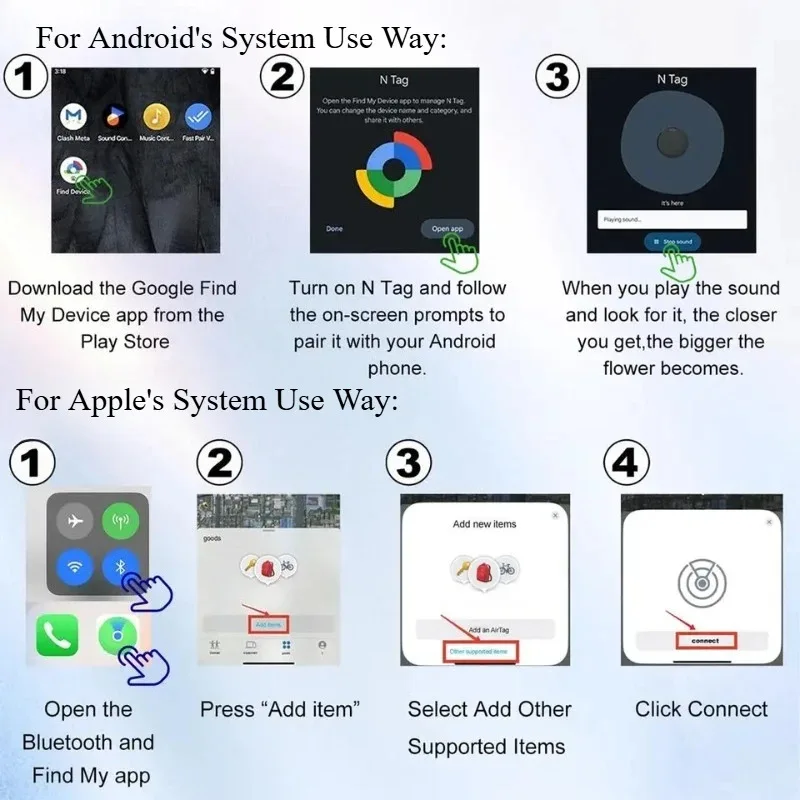 جهاز تعقب ذكي يعمل بنظام أندرويد مضاد للفقدان لجهاز Apple's For Google Find My App مفاتيح بلوتوث محدد موقع السيارة والدراجة