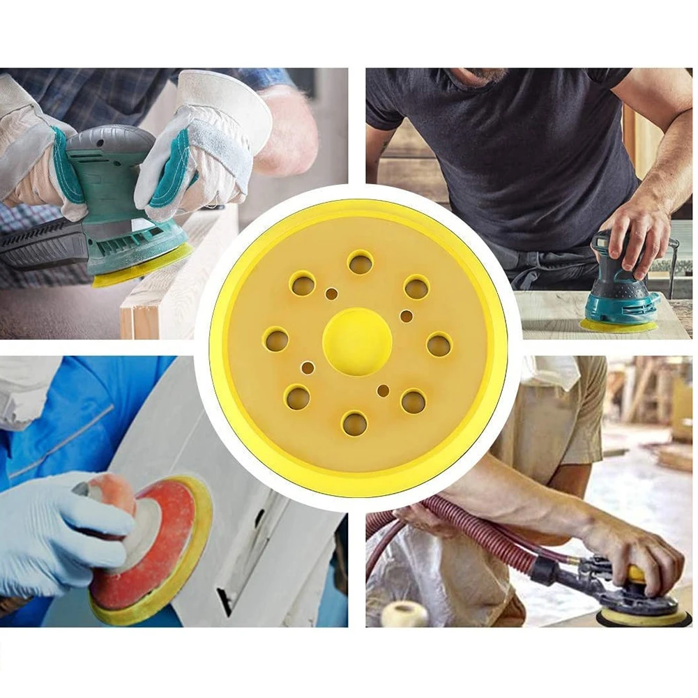 5 In 8-Holes Round Backing Sanding Disc Pad For Electric Orbital Sander Backing Pad Polishing Paper Abrasive Tools Yellow+Black