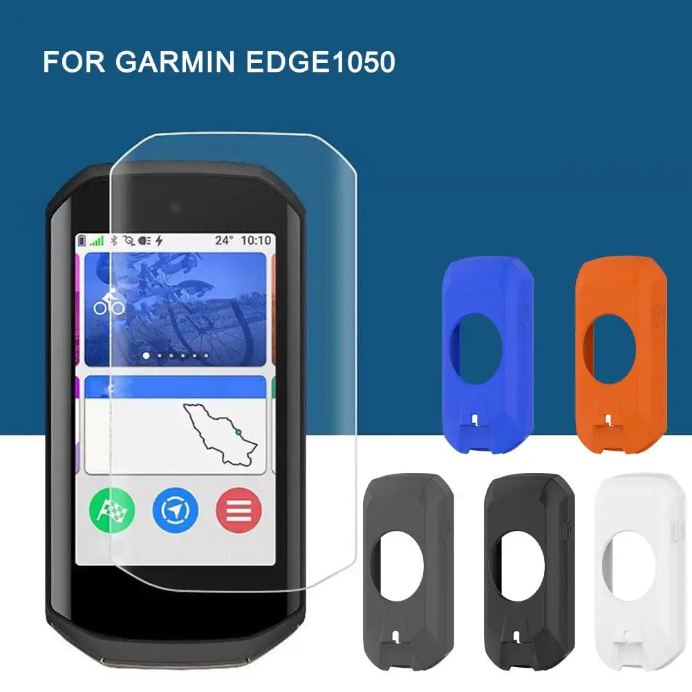 Screen Protector & Silicone Case Cover for Garmin Edge 1050 Protective Film Anti-Scratch High Definition Full Coverage H3W0