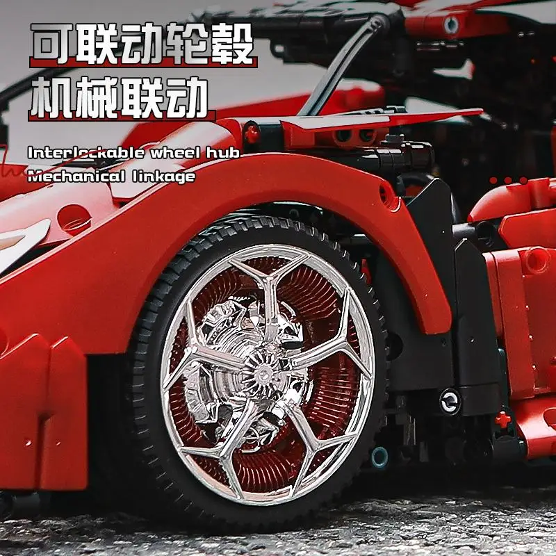 KBOX 10519 Technisch Metallic Rood EVO Sportwagen Bouwsteen Racevoertuig Baksteenmontage Speelgoed Kerstcadeau voor kinderen Volwassenen