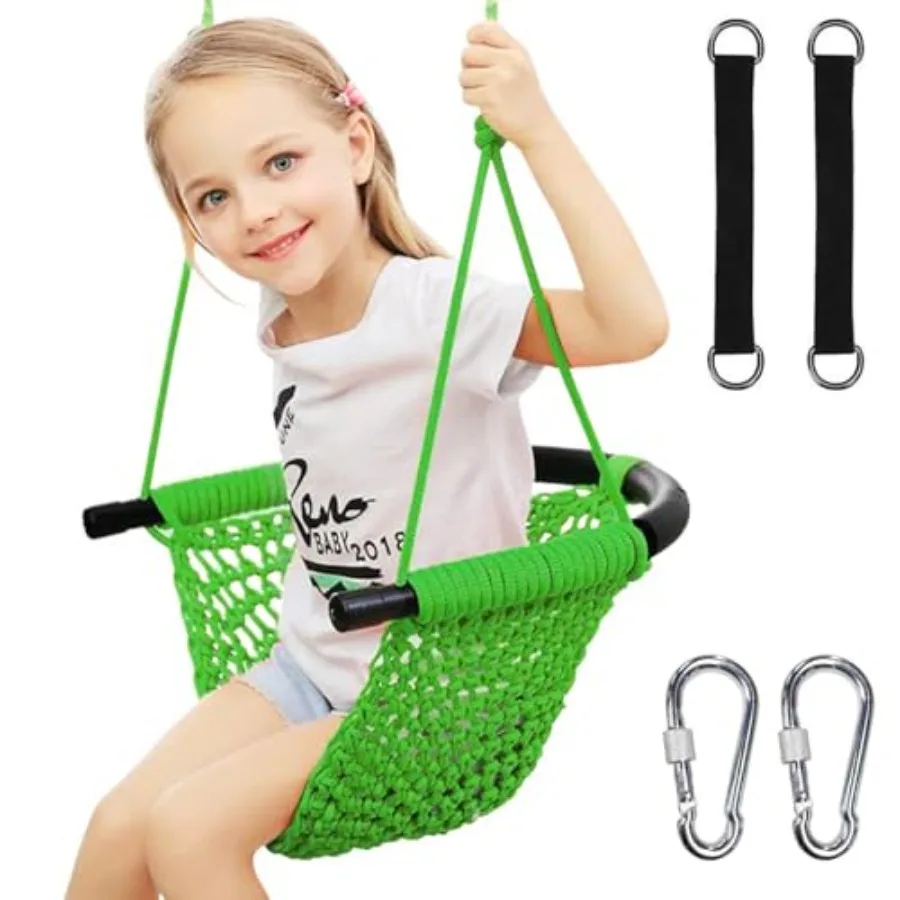 

' tree swing seat: adjustable toddler rope swing with snap hooks and straps, 440 lbs capacity, for indoor porch, doorway, outdo