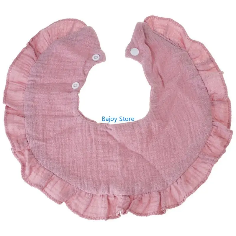 

63HE Solid Color Burp Cloth Large Feeding Bib Baby Boys Girls Ruffle Bib Neck Scarf