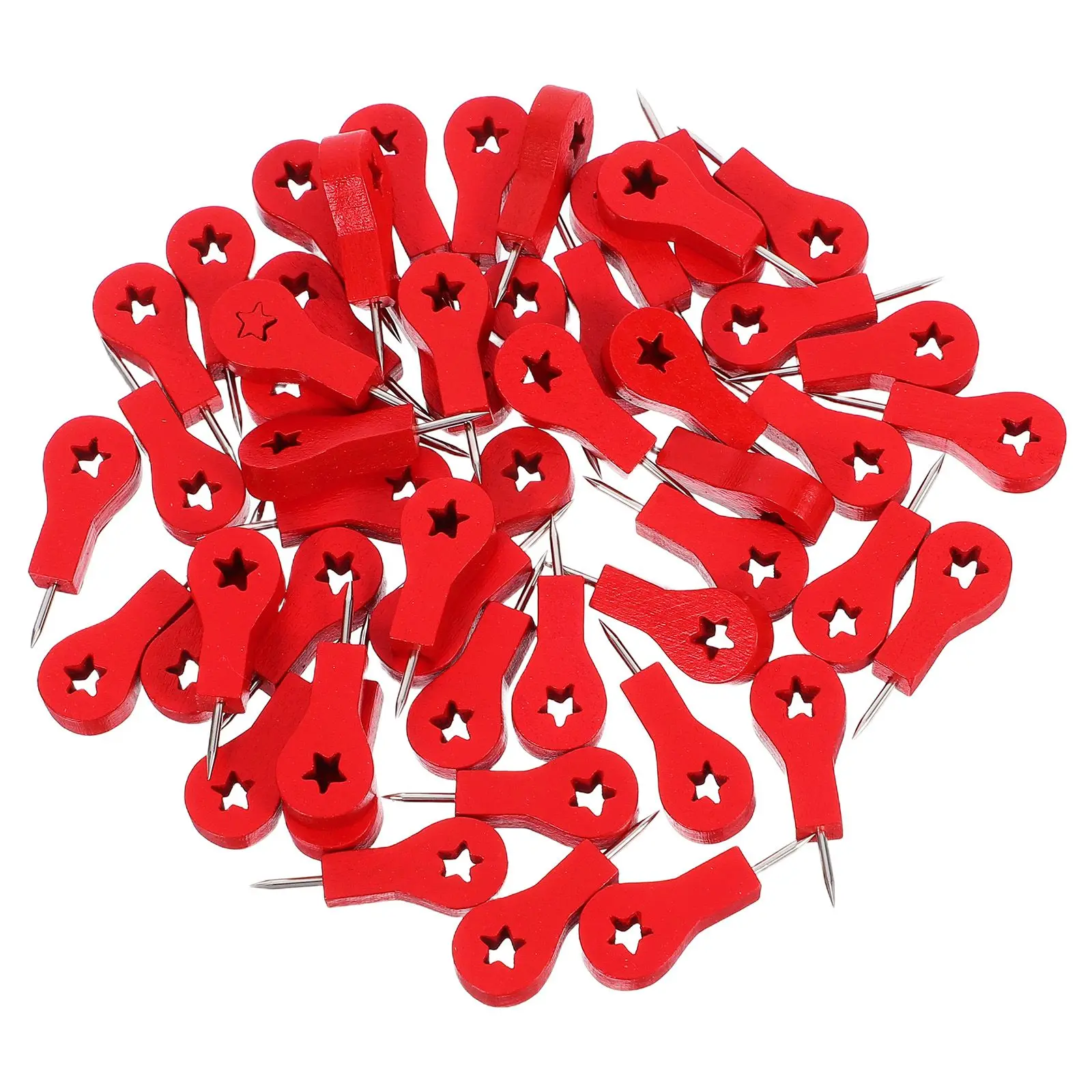 50Pcs Wooden Arrow Push Red Map Flags for Bulletin Board Cork Travel Decor Flat Thumb Tacks SandBox Marking Landmark