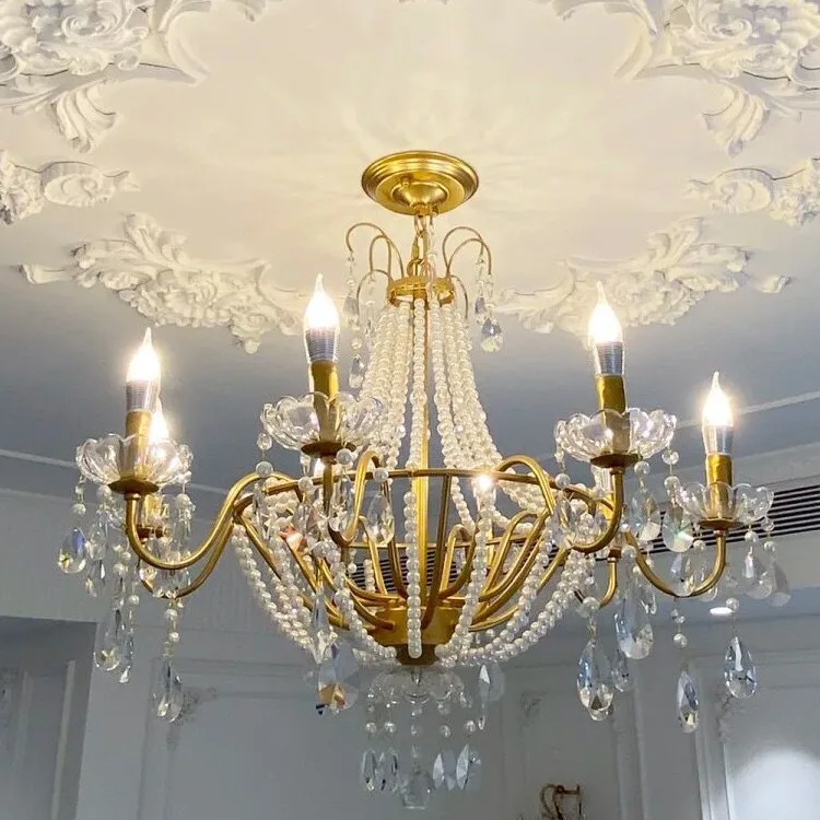 

French living room, American vintage dining room, bedroom crystal chandelier