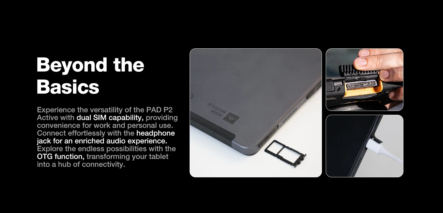 AGM P2 Active 11" FHD Rugged Tablet IP68 Waterproof/Dustproof 8GB RAM+256GB Android 14, G99, Widevine L1 P2W Durable Pad