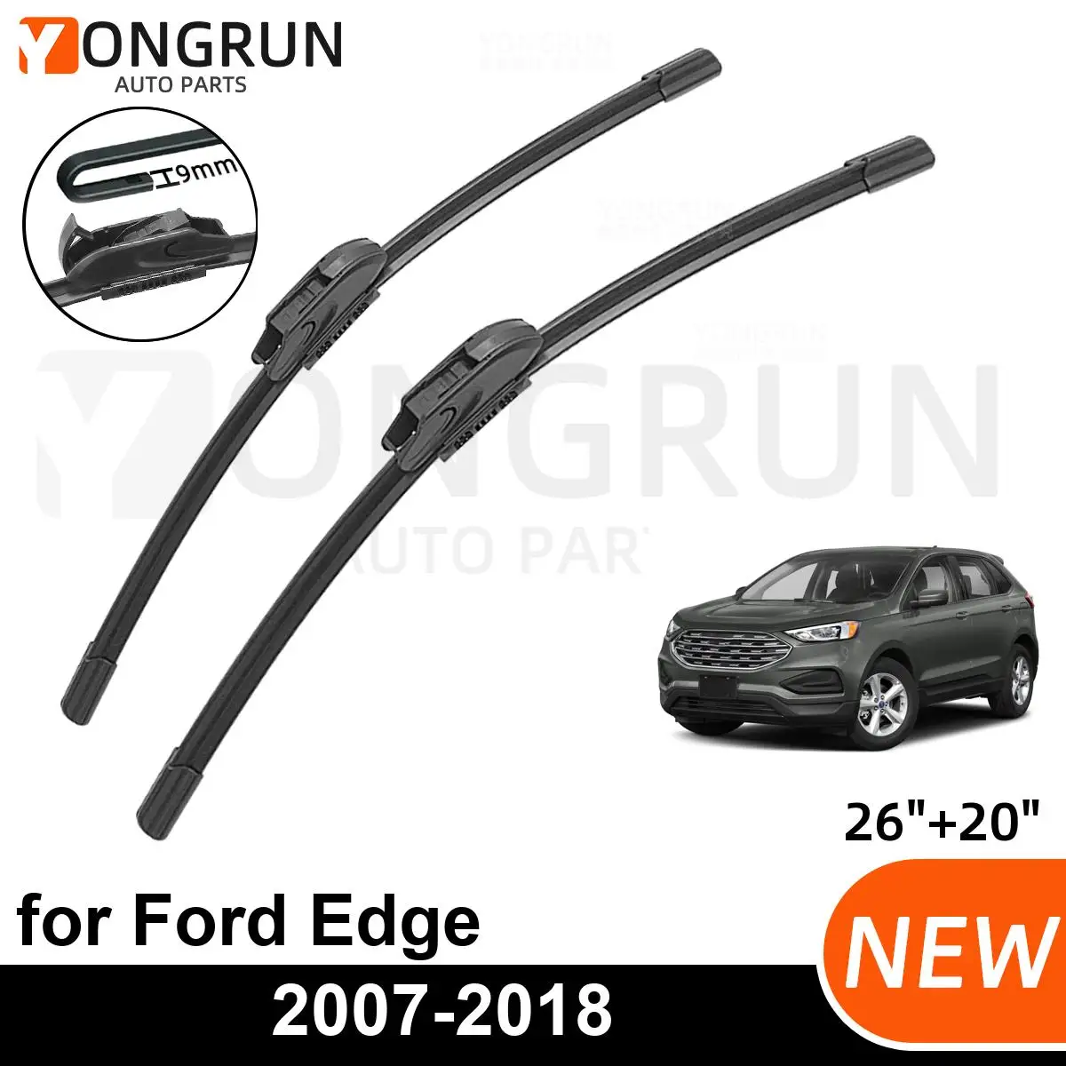 2PCS Car Wiper for Ford Edge 2007-2018 Front Windshield Windscreen Wiper Blade Rubber Accessories 2007 2008 2018