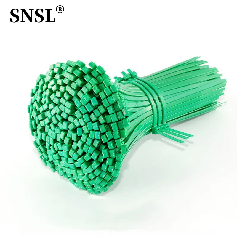 Green plastic nylon cable ties, household multi-purpose self-locking wire zipper fastening ring, office wire bag, 100 pieces