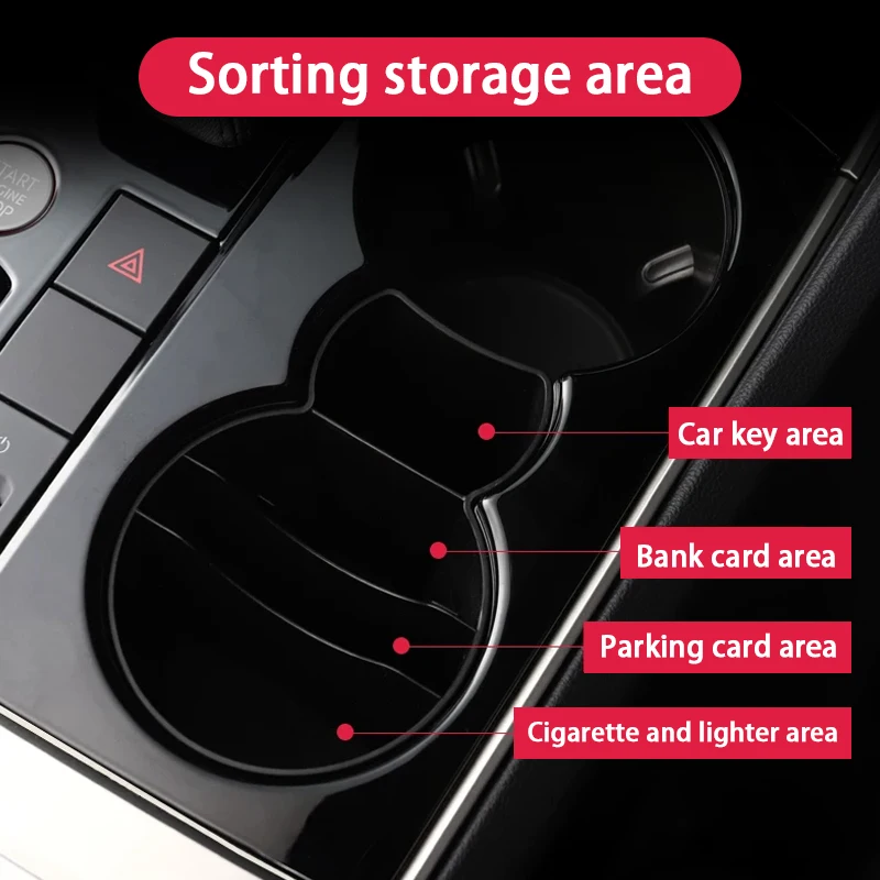 For VW/Volkswagen Touareg 2019-2025 Center Console Cup Holder Divider Organizer Tray Insert Upgraded Interior Accessories