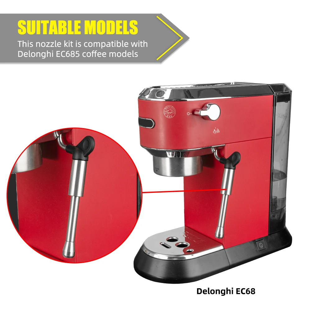 Coffee Maker Steam Nozzle Steam Wand Nozzle Stainless Steel Multiple Holes Tip Milk Foam Spout Compatible With Delonghi EC685 image 3