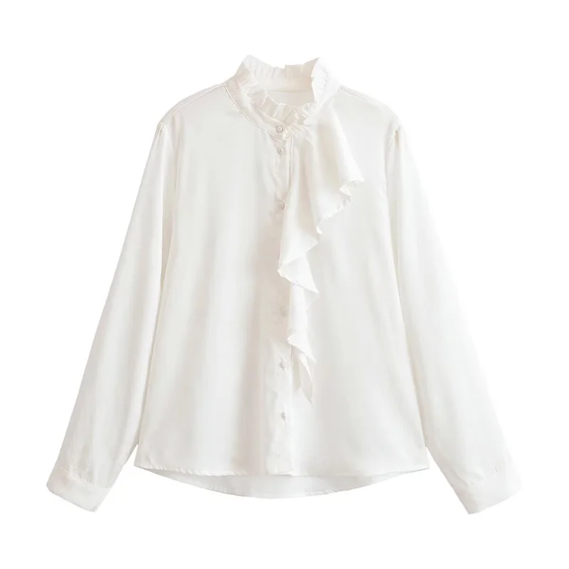 Guobioziy Women's Top 2026 Fall New Fashion Casual Solid Color Long Sleeve Shirt with Stylish Floral Jacquard Layered Decoration