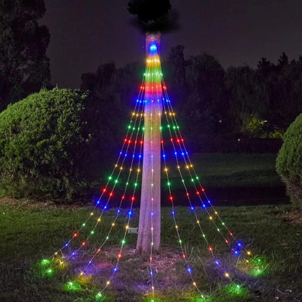 RGB 2M USB LED Waterfall String Lights Remote Control for Tree Outdoor Christmas Party Decor Garden 2026 New