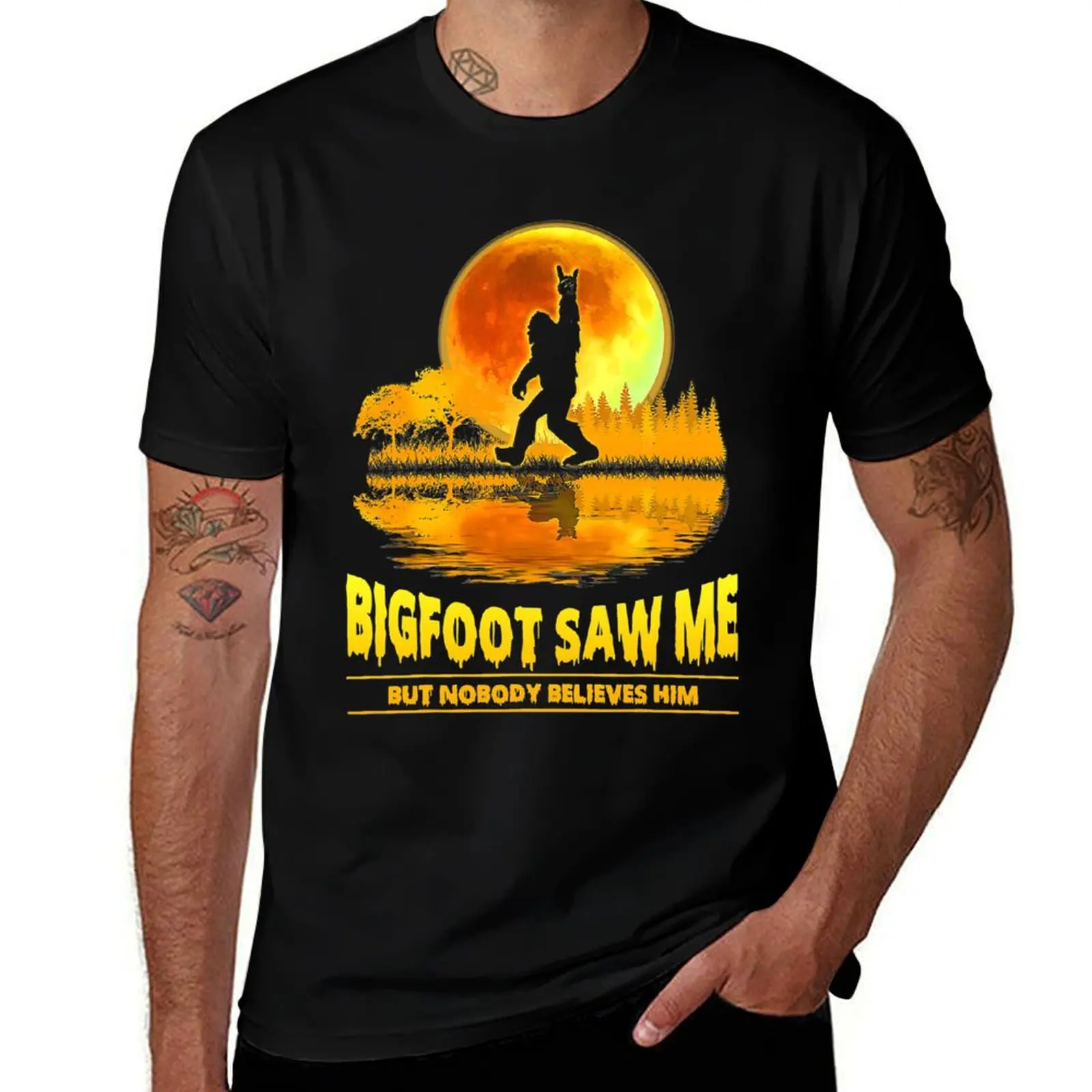 Bigfoot Saw Me But Nobody Believes Him Bigfoot Night Stroll T-Shirt sports fans shirts graphic tees shirts graphic tee men