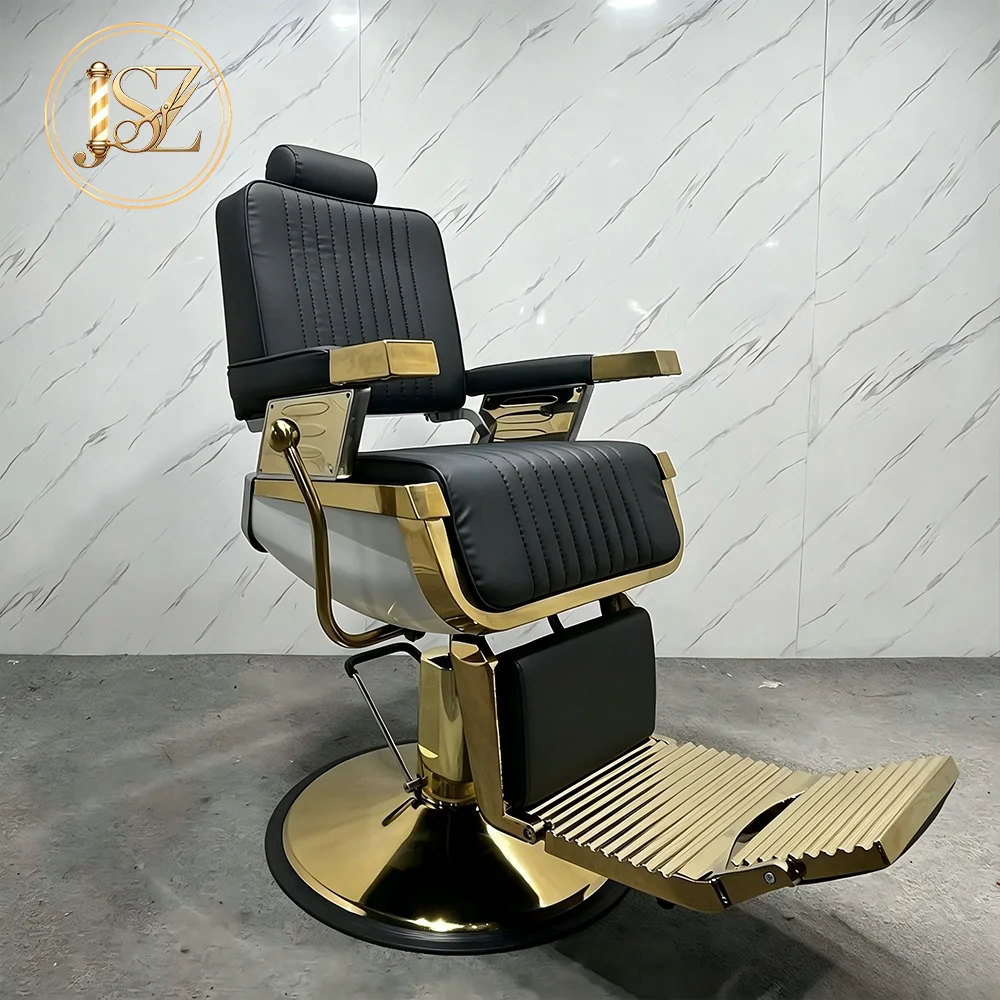 Commercial Grade Retro Metal Salon Chair Full Recline Swivel and Height Adjust Function for Barbershop Use