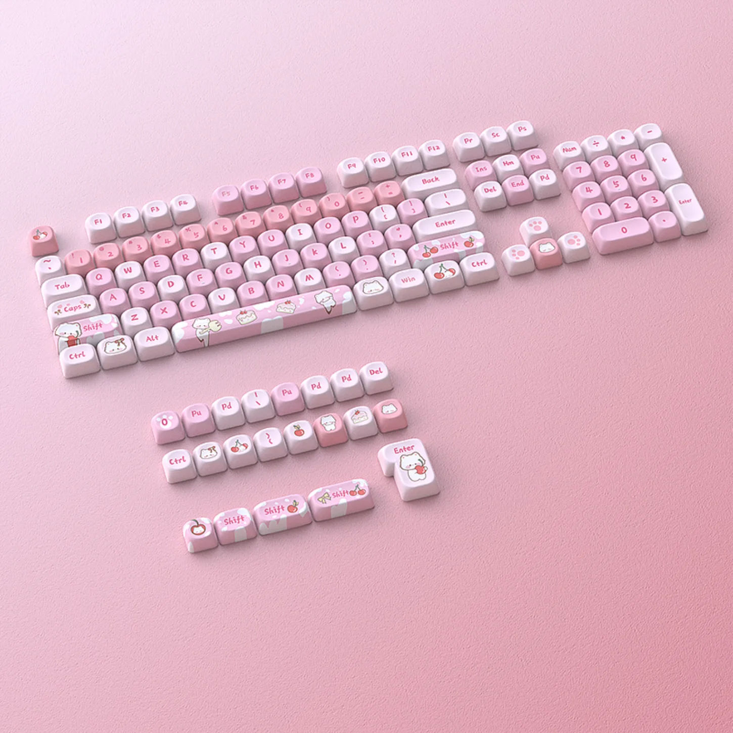 لطيف، MOA Girl Color Blocked Keycap PBT 131 مفاتيح بما في ذلك مفاتيح ISO للوحة المفاتيح الميكانيكية 60/84/98/108