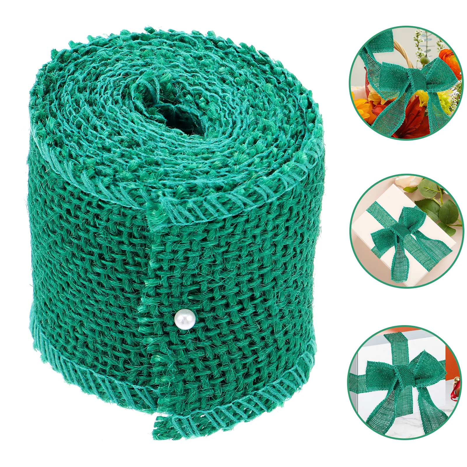 

2 M Christmas Decorated Burlap Rolls Jute Ribbon Garland with Lace Green Natural