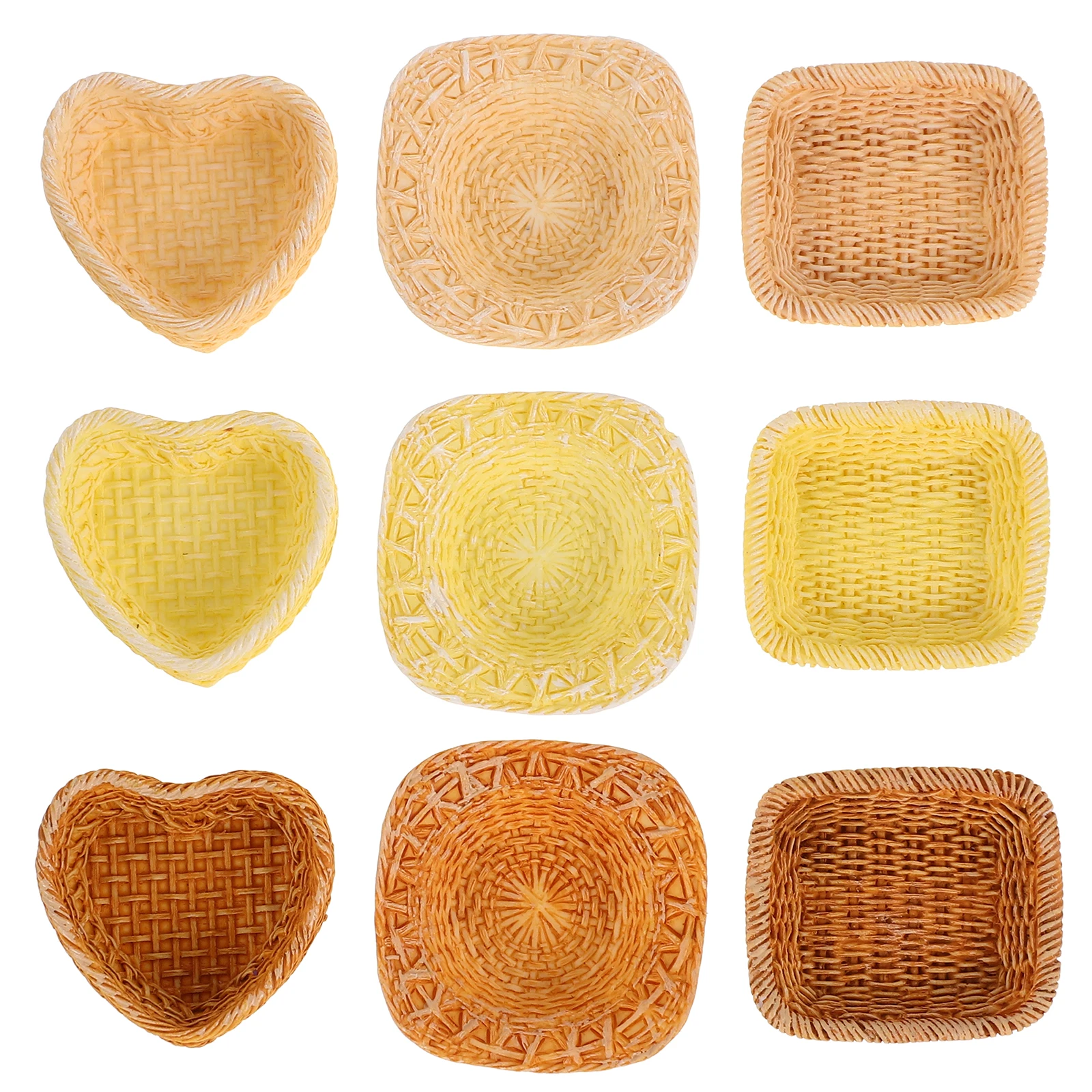 

9 Pcs Little Rattan Basket Decorations Baskets Dollhouse Miniatures Accessories Resin Baby
