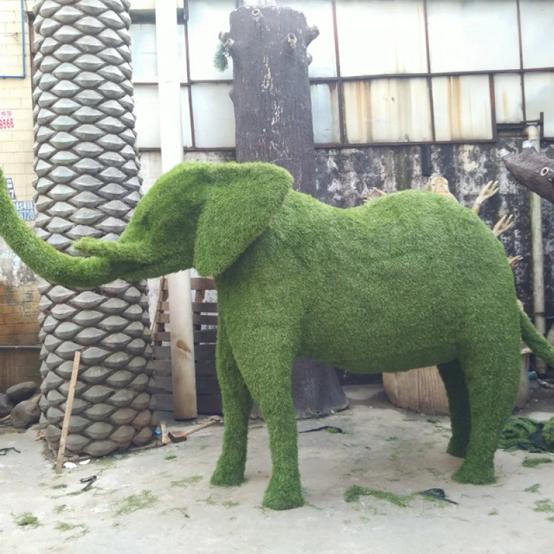 custom.songtao High Quality Realistic Animal Topiary Ornamental Artificial Elephant Grass Animal Outdoor Big Artificial Plants