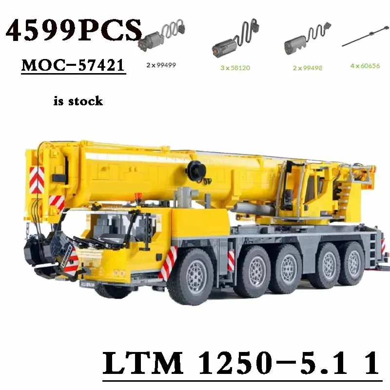 LTM 1250-5.1MOC-57421 Engineering Crane Crane Electric RC Toy Mobile Crane 4599pcs Building Block Toy DIY Birthday Gift