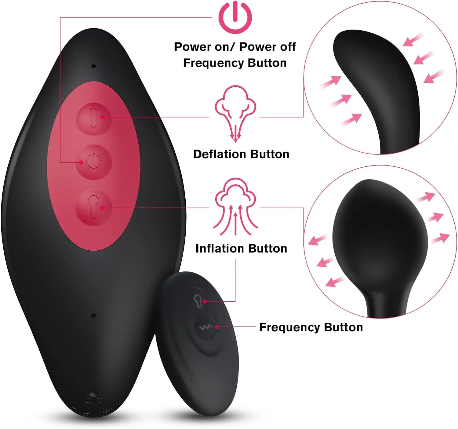 Anal Vibrator Inflatable Butt Plug Remote Prostate Massager Automatic Inflation Vibrating Male Female Prostate Stimulator