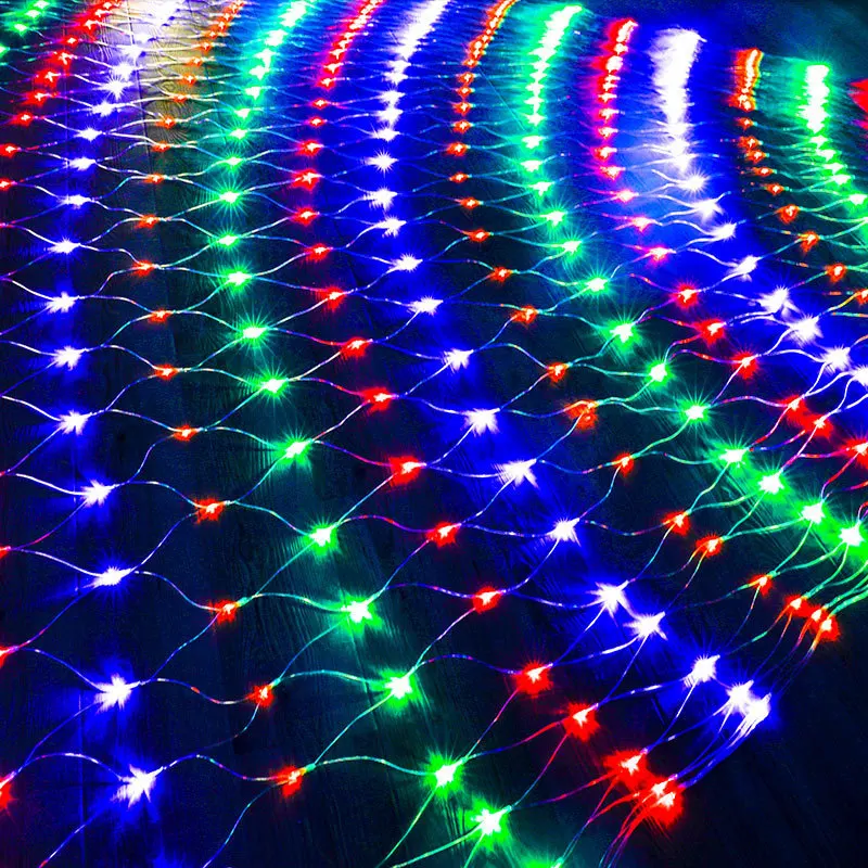 MEMEOKON Large size 6Mx4M LED Net Lights Outdoor Garden Mesh Light Curtain String Lights Backdrop Wall Christmas Fairy