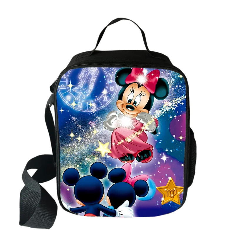 

Disney Mickey Minnie Mouse Protect Lunch Bags Boys Girls Travel Tote Bags Picnic Food Fresh Storage Bags Student Messenger Bag