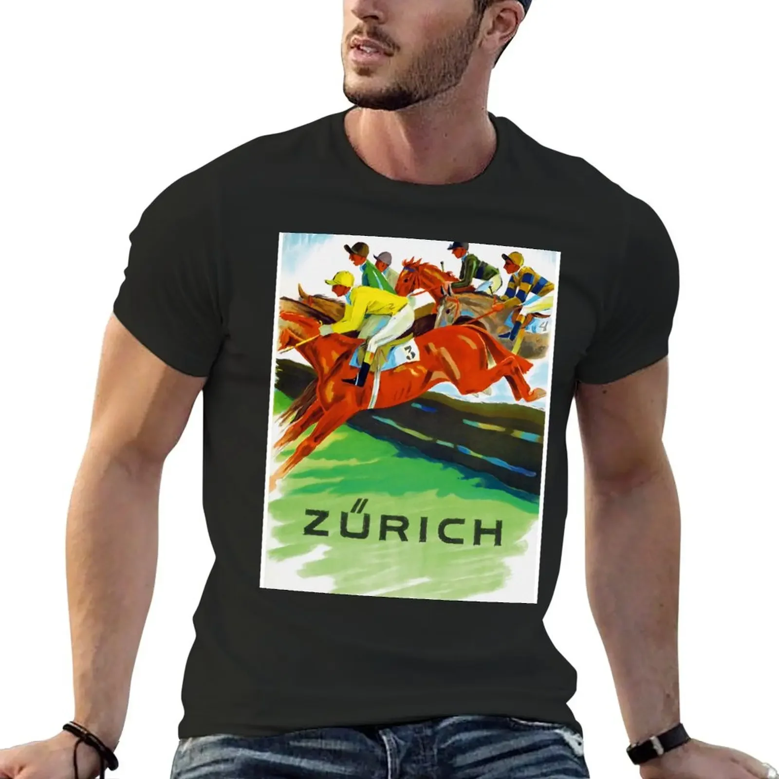 

Vintage Swiss horse racing sport advert Switzerland T-Shirt blanks cute clothes mens t shirts