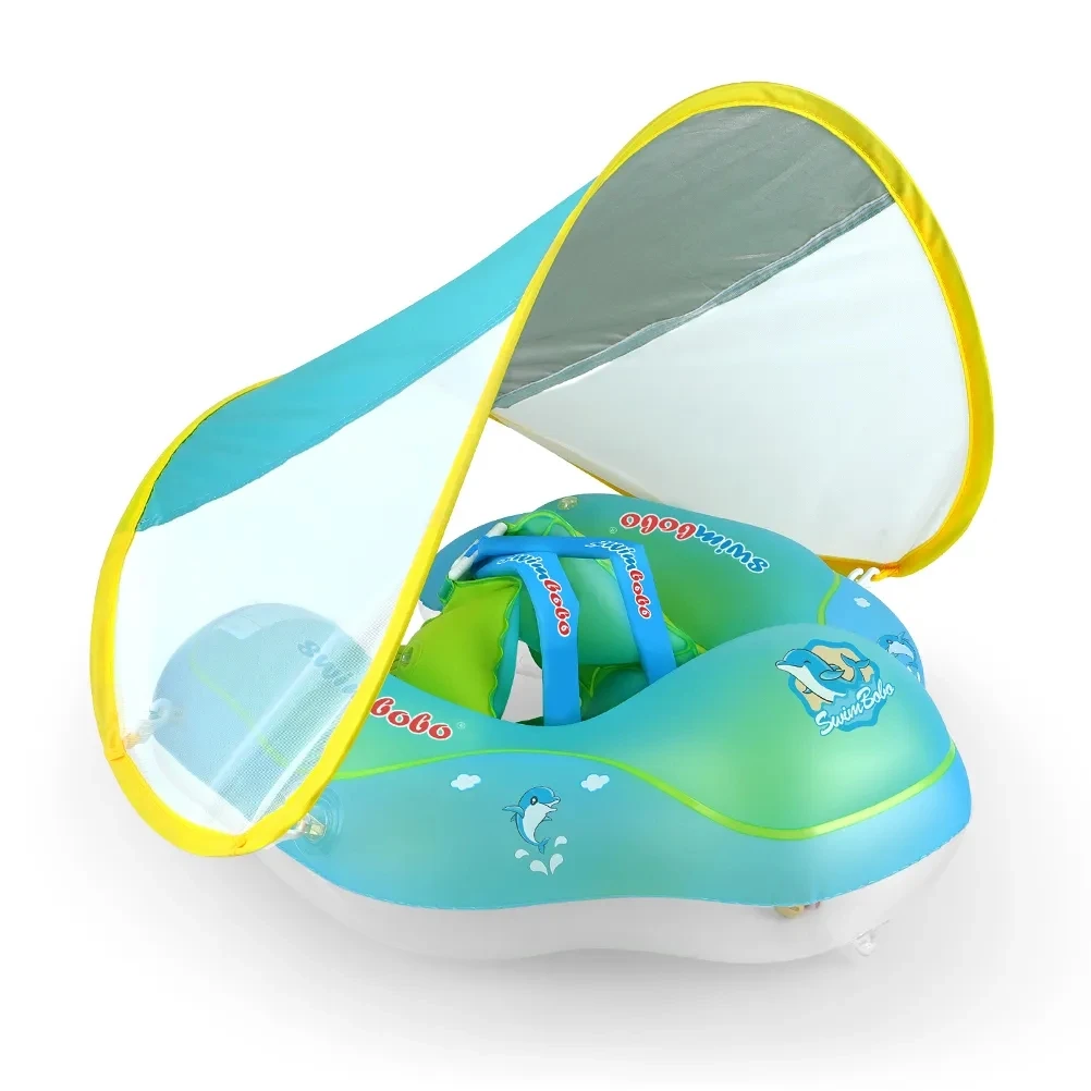 Flotador inflable de Pvc para bebés y niños de 1 a 3 años, sombrilla, dosel, asiento, bolsillo, piscina, playa