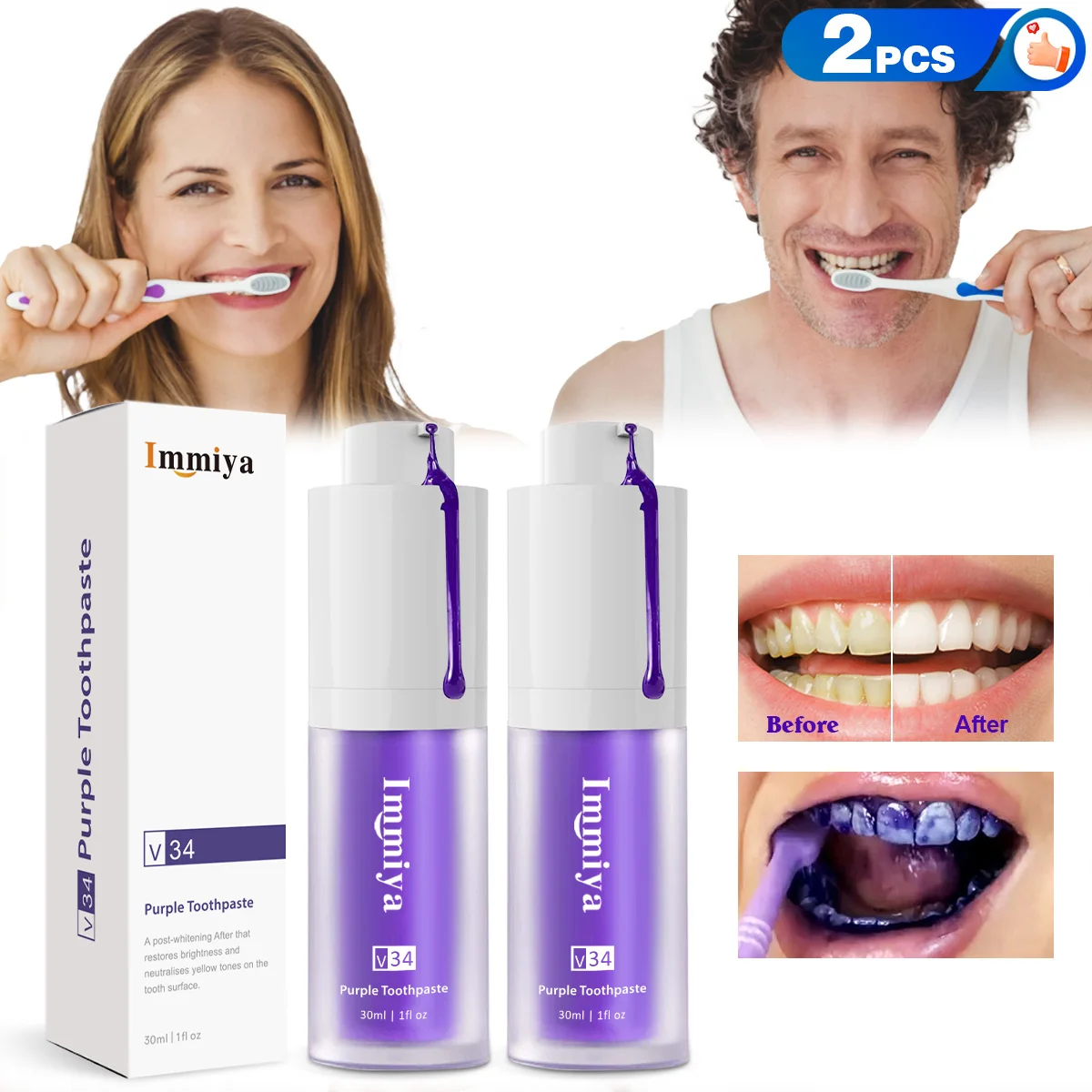 

60ml Teeth Whitening Toothpaste Refreshes Breath Whitens Teeth Stains Stains Removal Tooth Cleansing Smile kit、