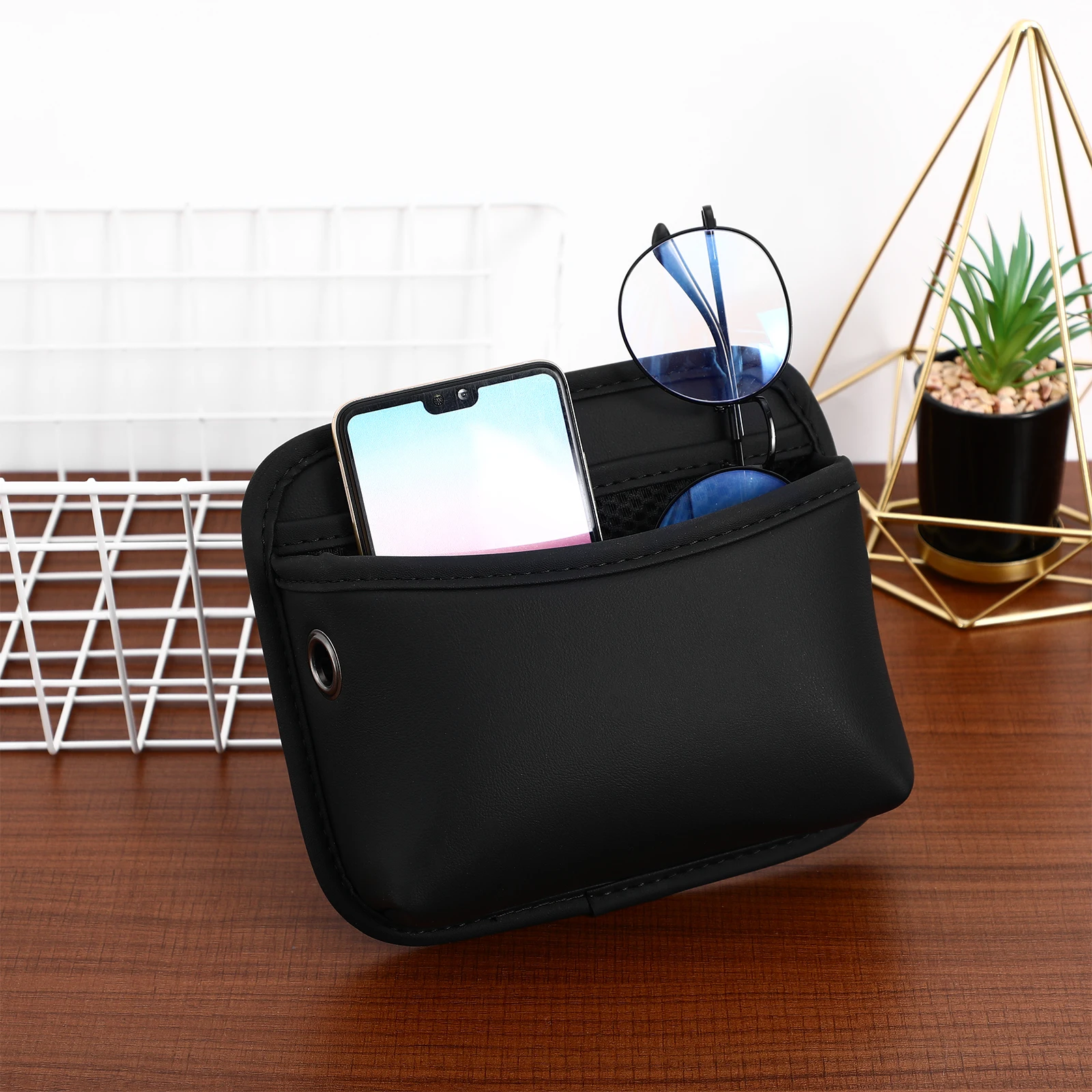 

Cell Phone Storage Bag PU Multifunctional Organizer Console Seat Gap Storage Space Saver Stylish Car Interior