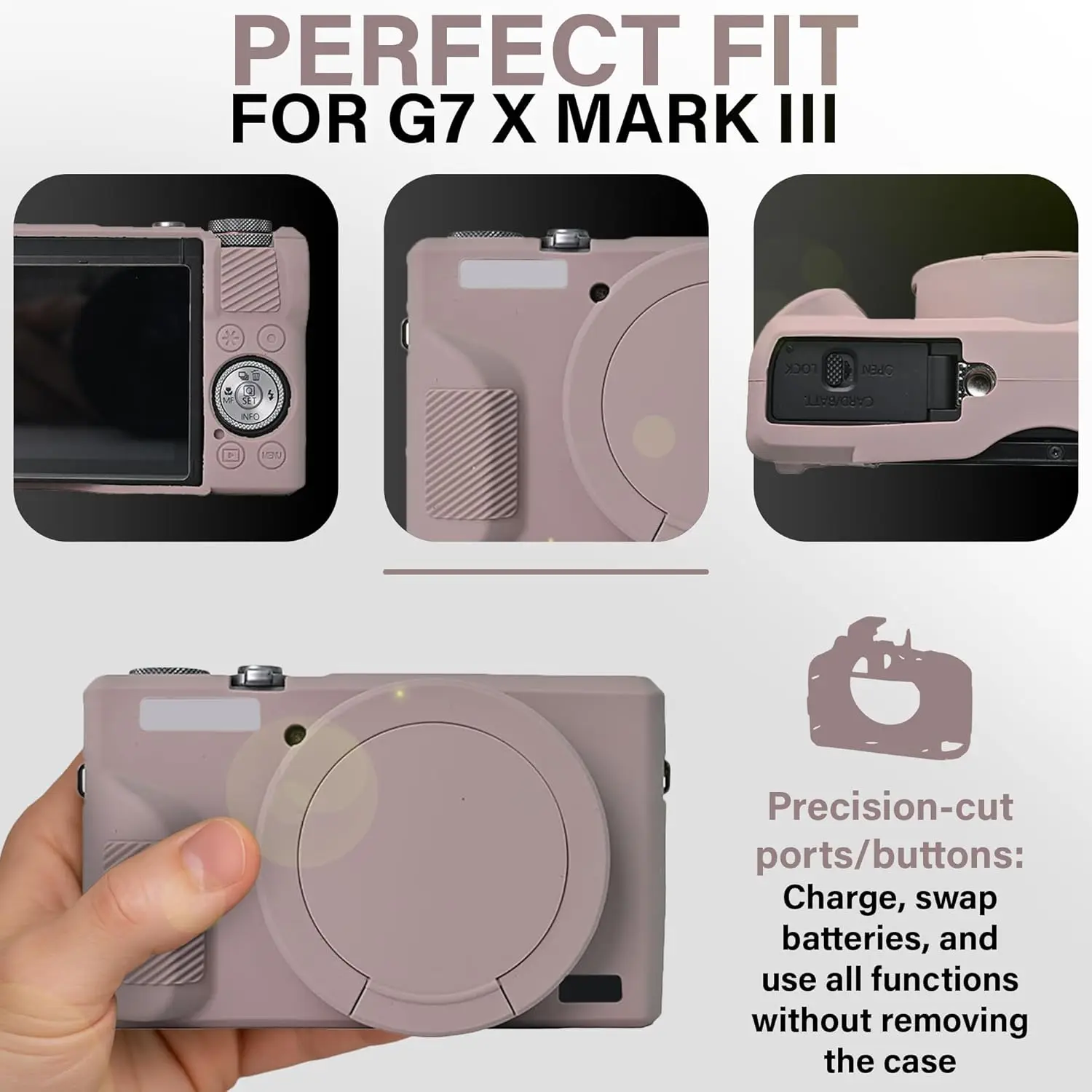 

Camera Case, Silicone Protective DSLR Skin For Canon G7x3 G7xiii G7X Mark III , Protection Case Full Body + Free Tempered Film