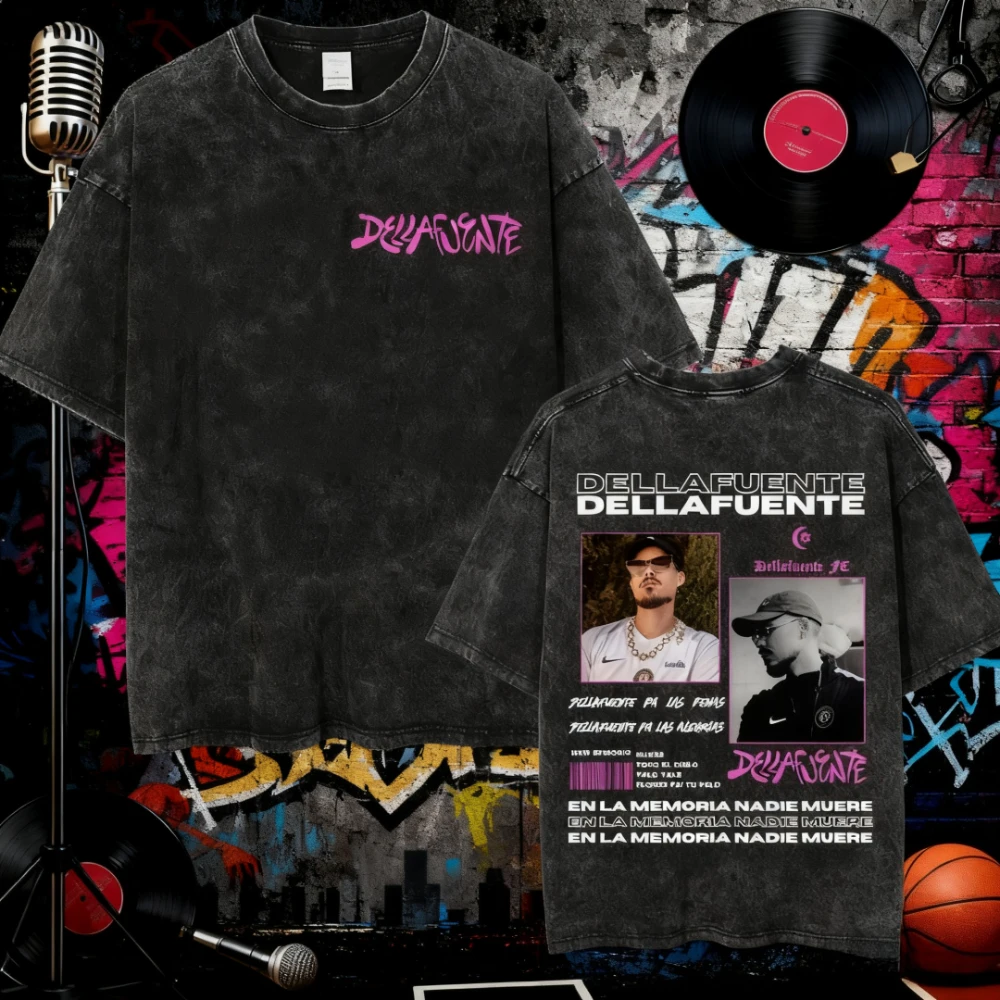 

2025 Summer Raptor Dellafuente Tour Retro Washed T-shirts Men's Fashion Short-sleeved T-shirts Oversized 100% Cotton T-shirts