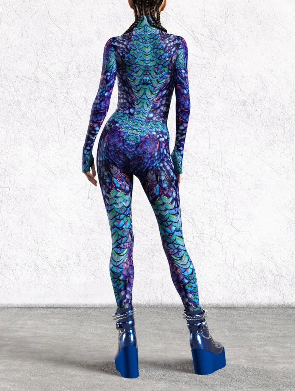Paar gedruckt Pfauenfeder Cosplay Body Mann Frau Burnning Man Festival Catsuit Halloween Party Kostüm Sexy Zentai Anzug