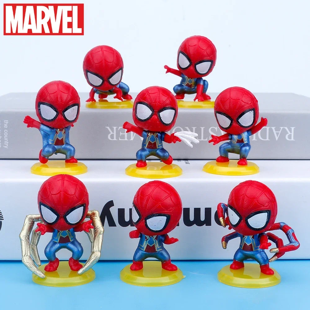 

8PCS Spider-Man Cartoon Character Toy Set Marvel Avengers Movie The Amazing Spider-Man Model Kids Toy Car Decoration Boy Gift