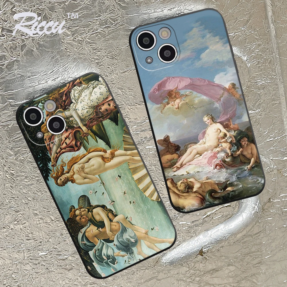 FOR IPhone 14 Trendy Soft Case for Iphone 14 11 12 Pro 8 7 Plus X 13 Pro MAX SE2020 XR XS RICCU-The Birth of Venus Soft Covers