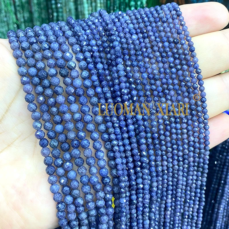 2 3 4MM Natural Stone Faceted Ruby Sapphire Topaz Malachite Amethyst Round Spacer Beads for Jewelry Making Diy Bracelet Charms