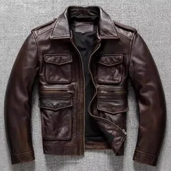 New Vintage Men's Leather Jackets Autumn Winter Casual Motorcycle Slim PU Jacket Biker Leather High Quality Fashion Overcoat