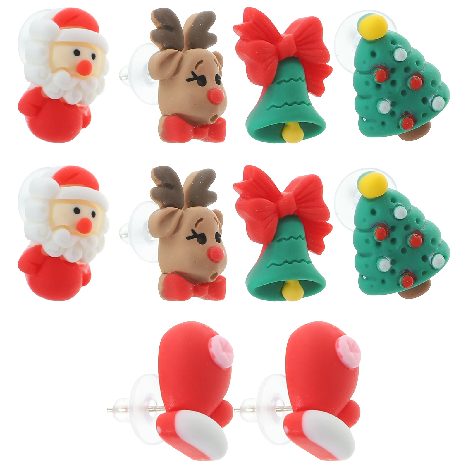 5Pairs شجرة عيد الميلاد أقراط الراتنج الأذن ترصيع خفيفة الوزن النساء عطلة الأزياء والمجوهرات حزب ارتداء أقراط عيد الميلاد