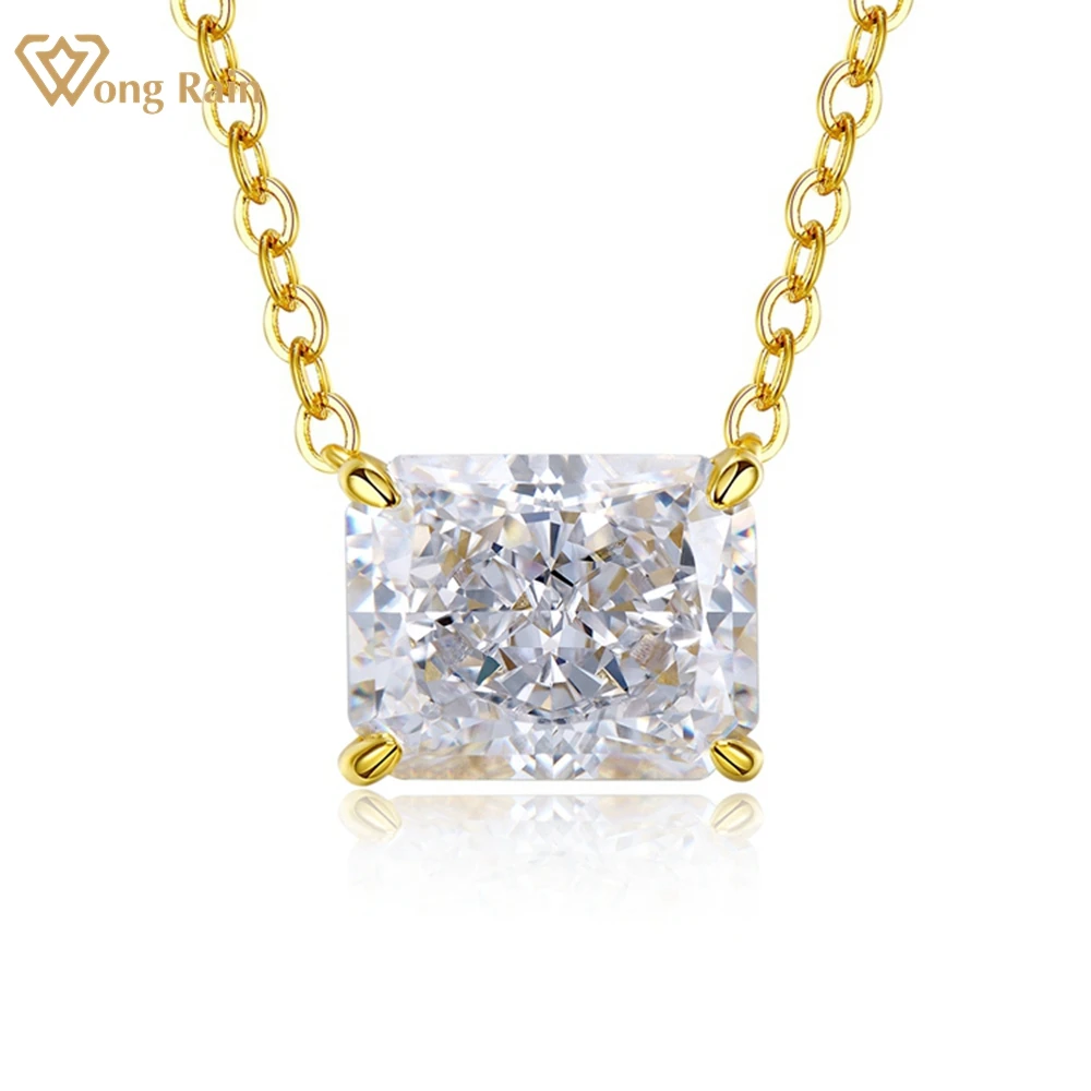 

Wong Rain 100% 925 Sterling Silver 4 CT Crushed Ice Cut Lab Sapphire High Carbon Diamond Gemstone Pendant Necklace Fine Jewelry