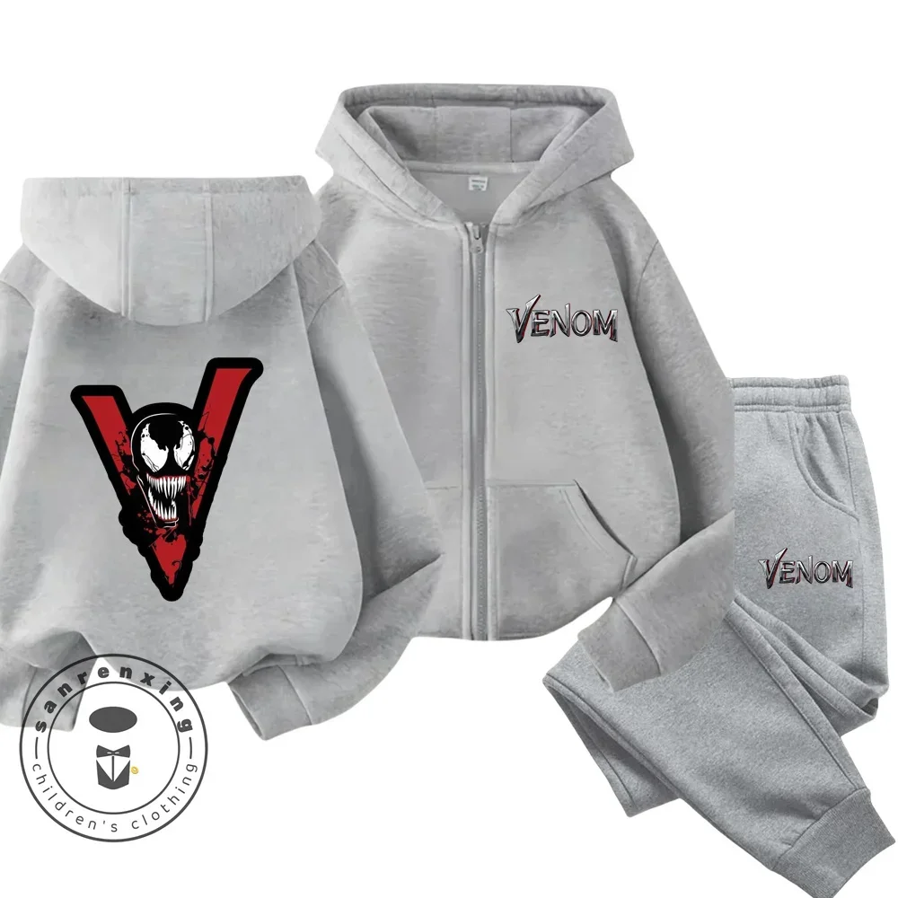 Ensemble de vêtements à fermeture éclair Venom pour enfants, pull PVD, haut et pantalon astronomiques, manches longues imbibées, vêtements de sport pour enfants, garçons et filles, 2 pièces