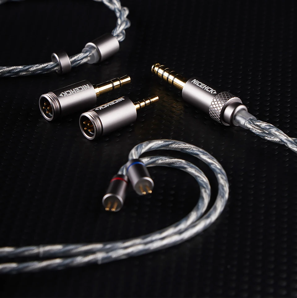 NICEHCK BlueLuna versilberte OFC flache 2-polige HiFi-Kopfhörer-Upgrade-IEM-Kabel 3-in-1 abnehmbare Stecker für HIMALAYA NX8 DaVinci – Detail 9