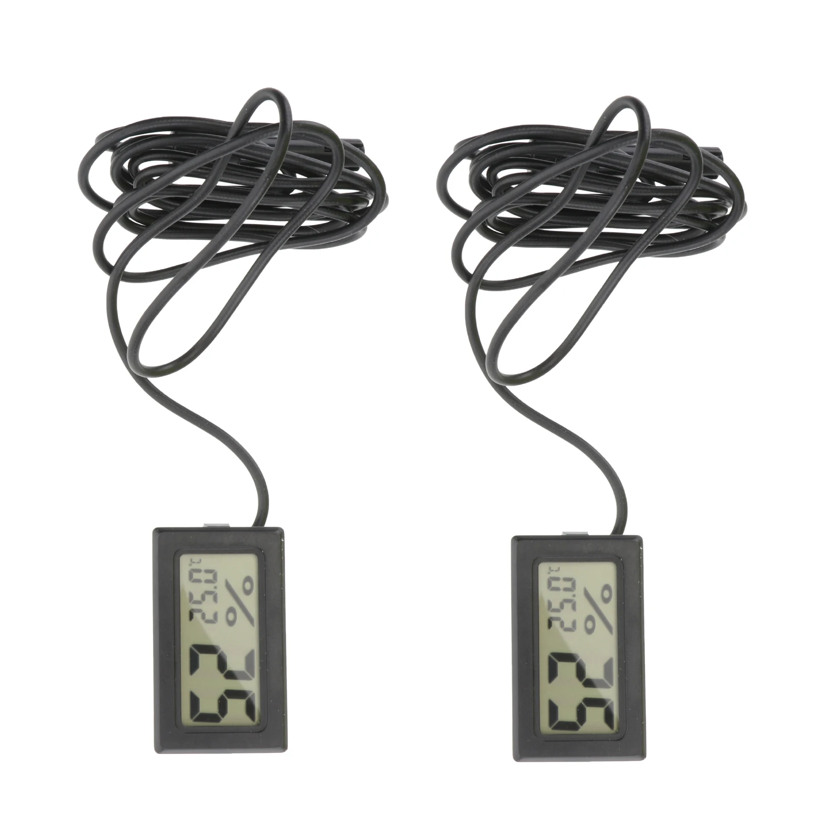 

2pcs Digital Hygrometer Thermometer Temperature Humidity Meter Lcd Display Low Material Indoor Outdoor Use Mini Wire