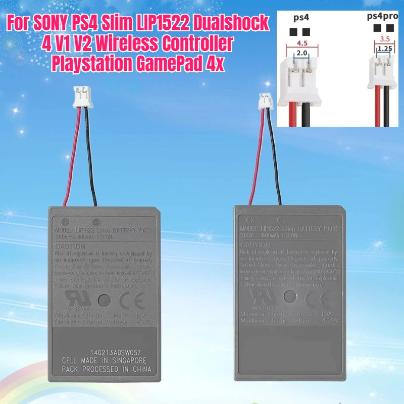 

PS4 PS4 Pro Controller Battery for SONY PS4 Slim LIP1522 Dualshock 4 V1 V2 Wireless Controller Playstation GamePad 4x Battery