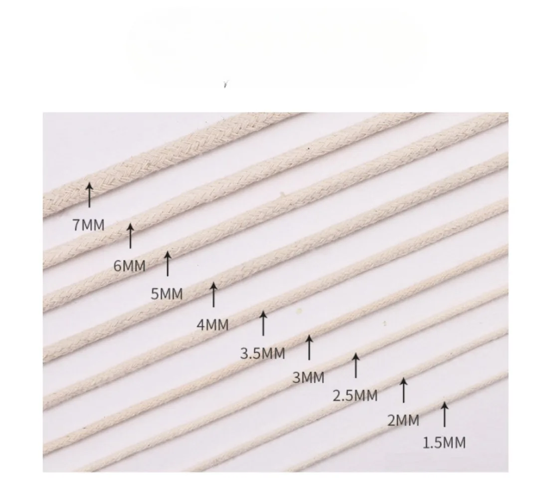 4 mm 80 metrów pleciona bawełniana taśma linowa z wypełnieniem bawełnianym Torby ze sznurkiem Akcesoria Wiązanie Rzemiosło Warkocz Bawełniana