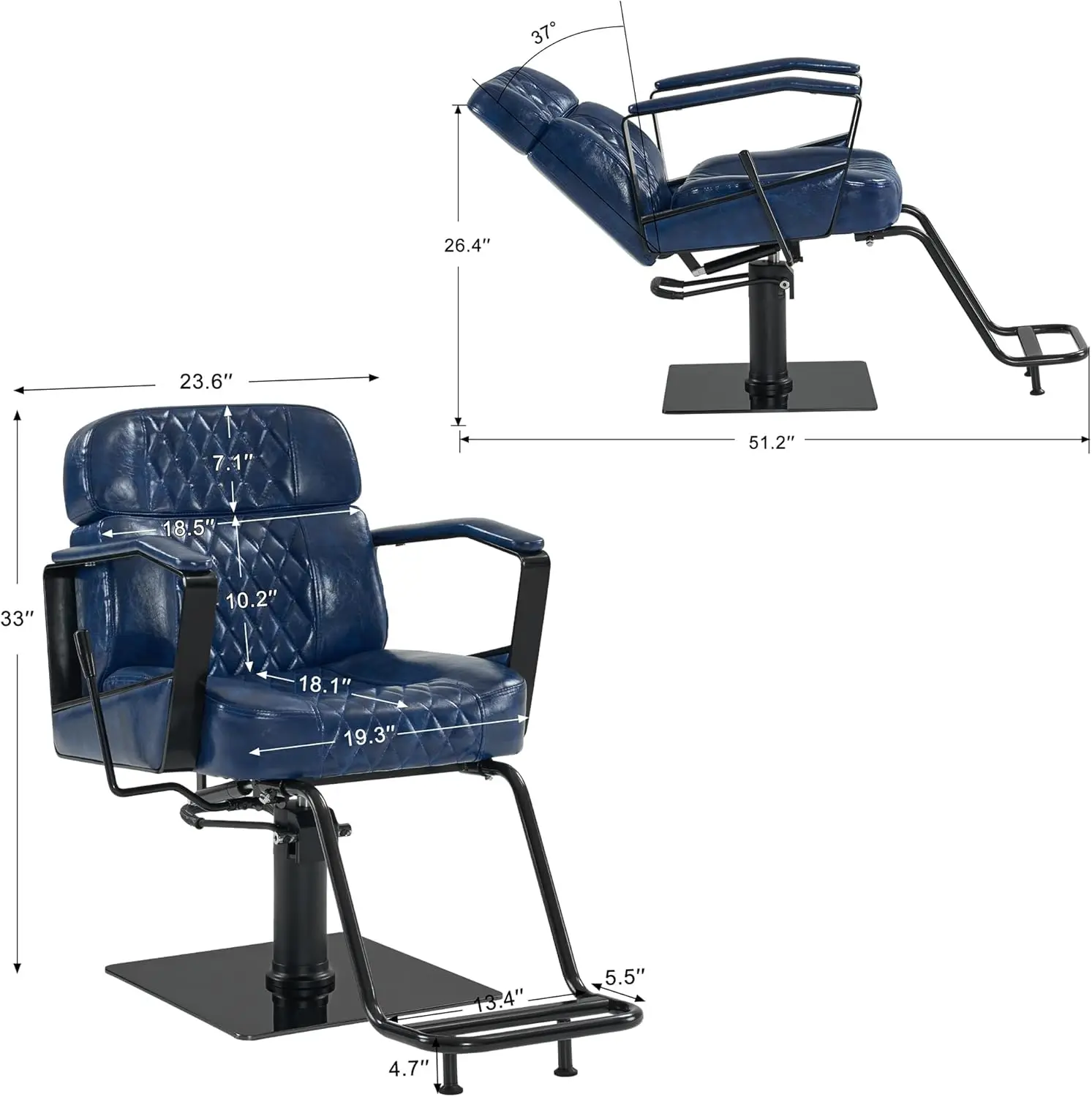 كرسي حلاقة كلاسيكي مع مضخة هيدروليكية بسعة 440 رطل وكرسي يدوي لمصففي الشعر وصالونات التجميل #2