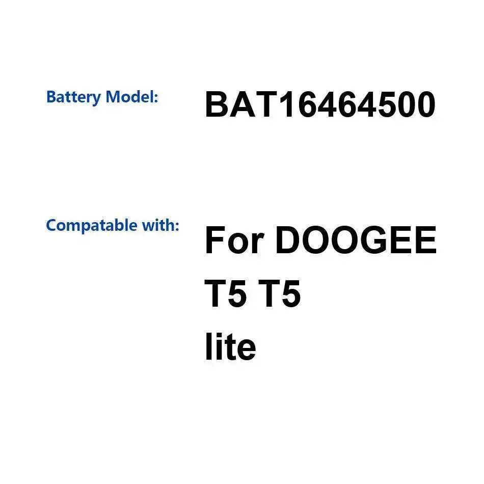 

Аккумулятор мобильного телефона для Doogee T5 Lite 4500 мАч, высокопроизводительный BAT16464500