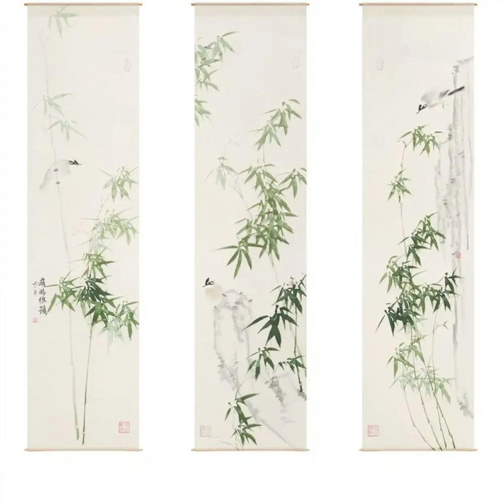 Elegant Chinese Style Bamboo Sheer Hanging Fabric Divider Backdrop Curtain Zen Room Home Interior Aesthetic Decor
