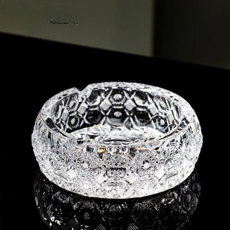 منفضة سجائر من الزجاج الكريستالي المنقوشة للرجال لتزيين غرفة المعيشة