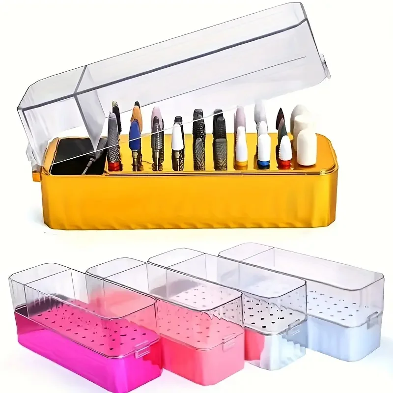 40 löcher Nail art Bohrer Lagerung Box Polnischen Schleifen Kopf Bit Halter Staubdicht Nagel Bohrer Werkzeuge Display-ständer Organizer