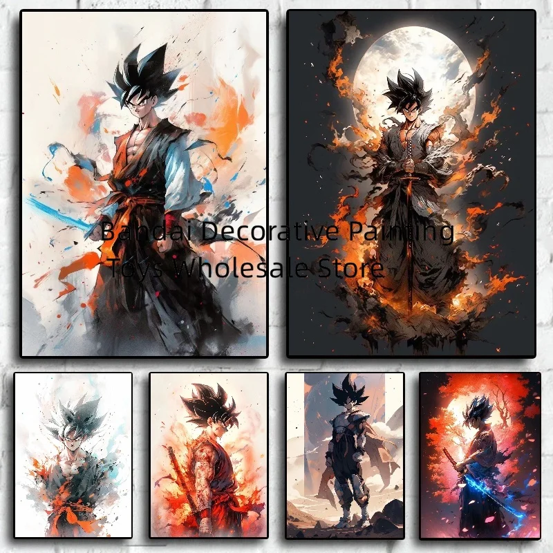 

Vintage Anime Figures Dragon Ball Z Super Saiyan Goku Vegeta Artwork Canvas Painting Aesthetic Home Decor Posters Picture Manga